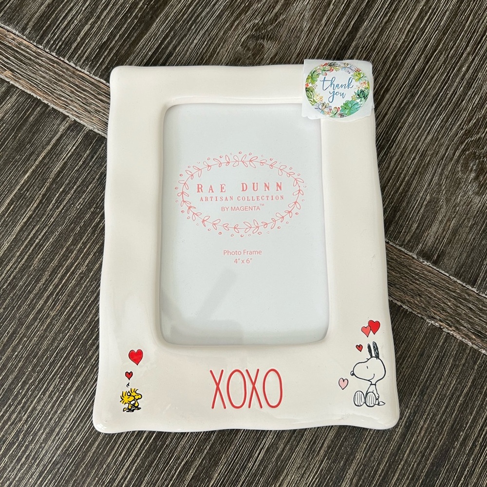 Rae Dunn White XOXO Snoopy & Woodstock Photo Frame